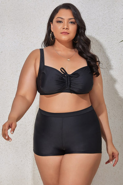 Ocean View Plus Size Drawstring Swimsuit