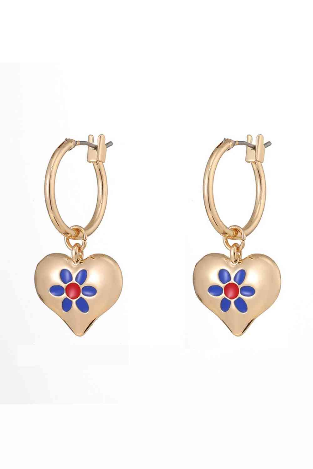 Contrast Copper Heart Drop Earrings
